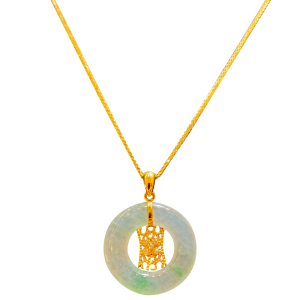 Asian Artistry Fine Jewellery - 18K Gold Jadiete Pendant Set with Diamonds