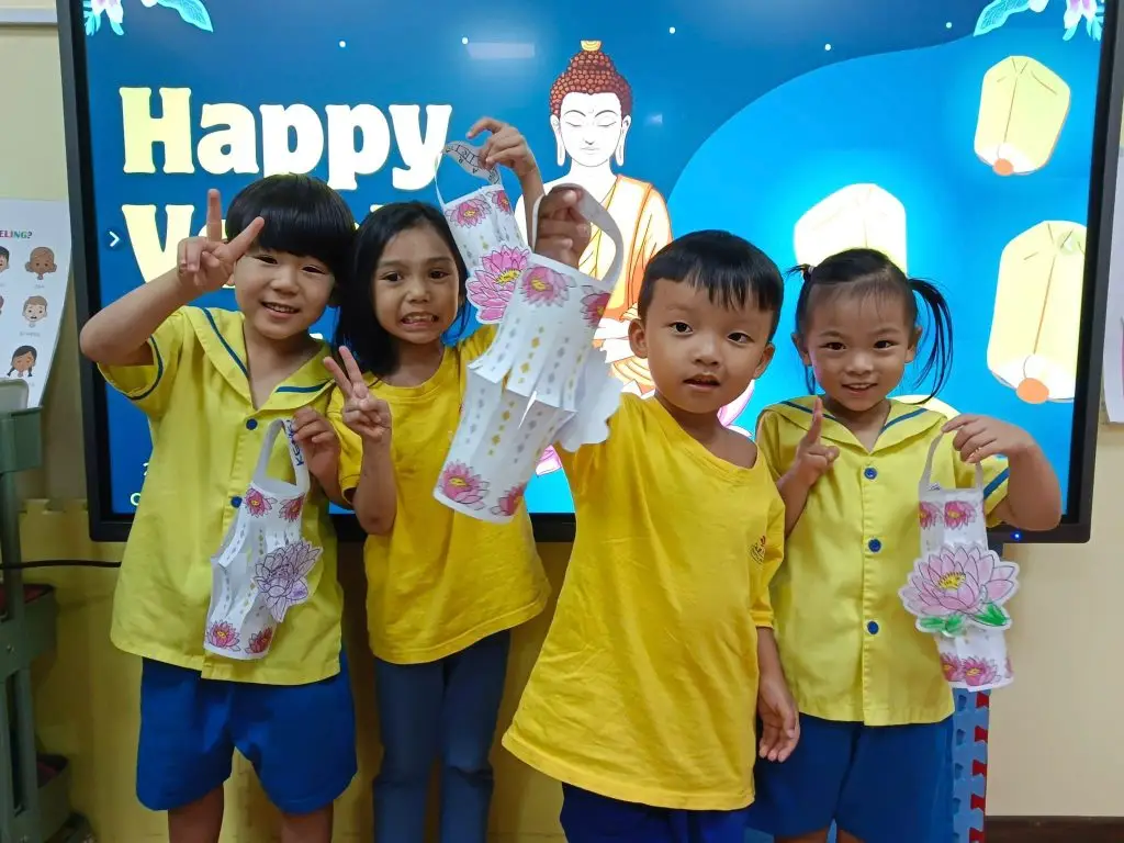 Children from Metta Preschool @ Punggol displaying their craft work